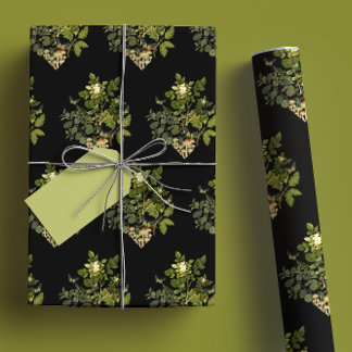 Moody Forest Glam Botanical Diamond Wrapping Paper Sheet