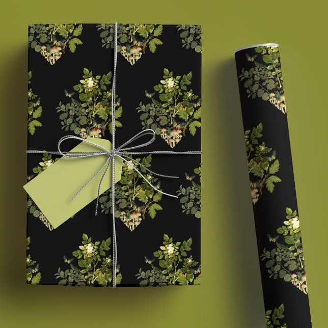 Moody Forest Glam Botanical Diamond Wrapping Paper Sheet (Creator Uploaded)