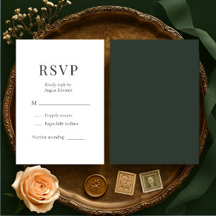 Moody Forest Green Wedding RSVP Card