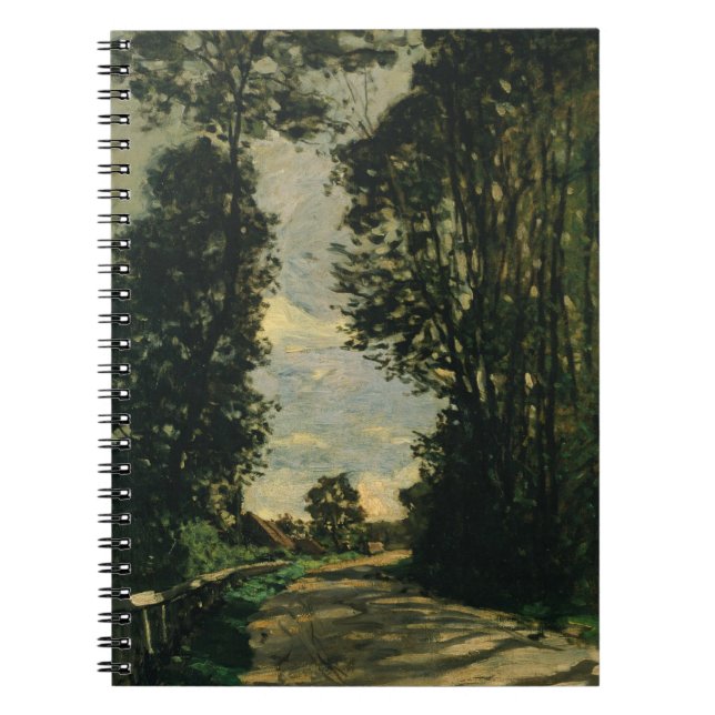 Moody Forest Path Sunset Landscape Painting Notebook (Front)