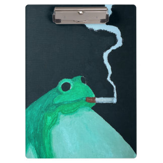 Moody Frog Art | Funny Quirky Smoking Frog Clipboard