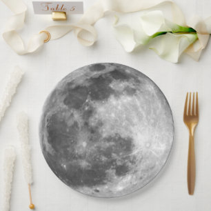 Moody Full Moon Paper Plate