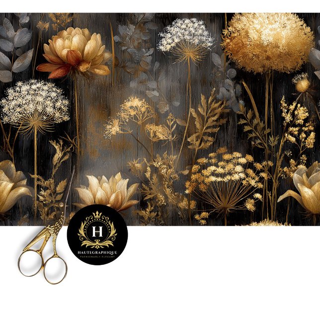 Moody Gold Botanical Seamless Decoupage Tissue Paper (Creator Uploaded)