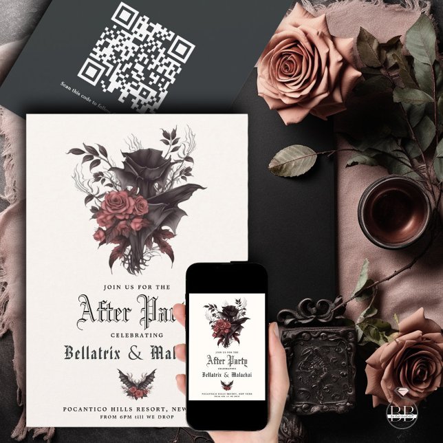 Moody Goth Rosewood After Party QR Code  Save The Date (Creator Uploaded)