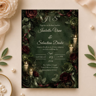 Moody Gothic Botanical Wedding Invitation