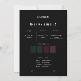 Moody Gothic Bridesmaid Proposal Invitation