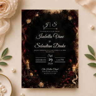 Moody Gothic Candlelit Wedding Invitation