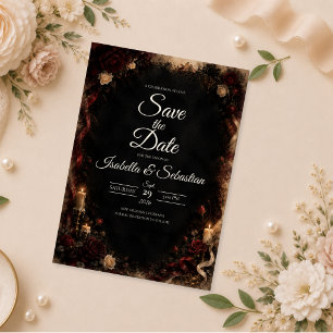Moody Gothic Candlelit Wedding Save The Date