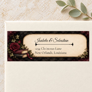 Moody Gothic Dark Academia Wedding Return Address Label