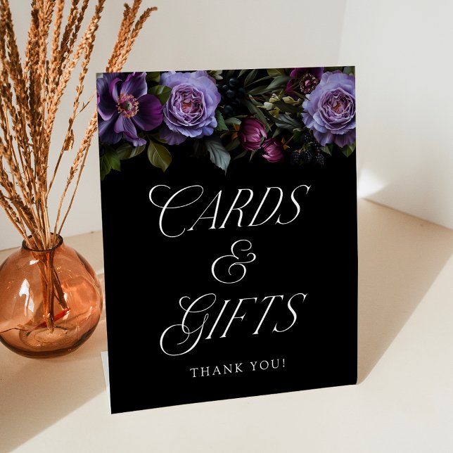 Moody Gothic Floral Cards and Gifts Wedding Pedestal Sign (Creator Uploaded)
