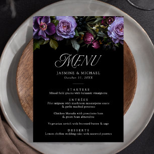 Moody Gothic Floral Wedding Menu