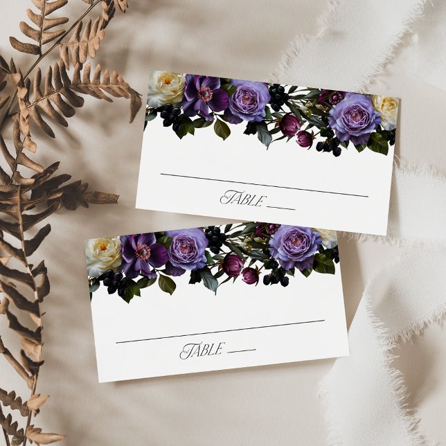 Moody Gothic Floral Wedding Place Card (Creator Uploaded)