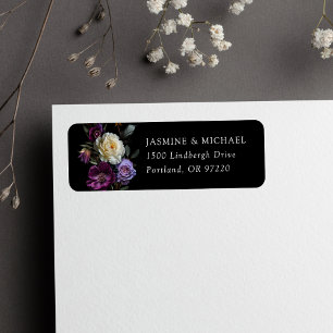 Moody Gothic Floral Wedding Return Address Label
