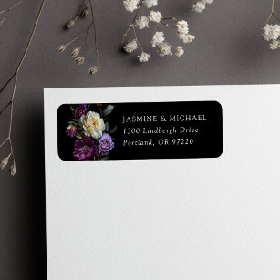 Moody Gothic Floral Wedding Return Address Return Address Label