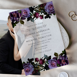 Moody Gothic Floral Wedding Vellum Invitations
