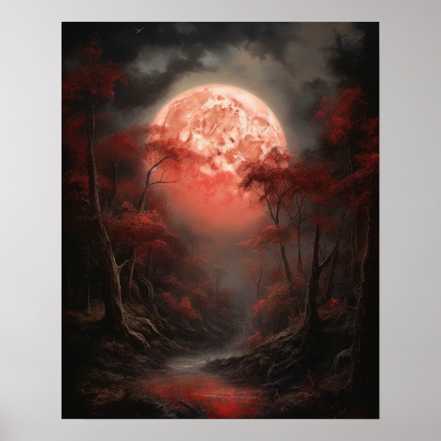 Moody Gothic Moon Art Print Poster (Front)
