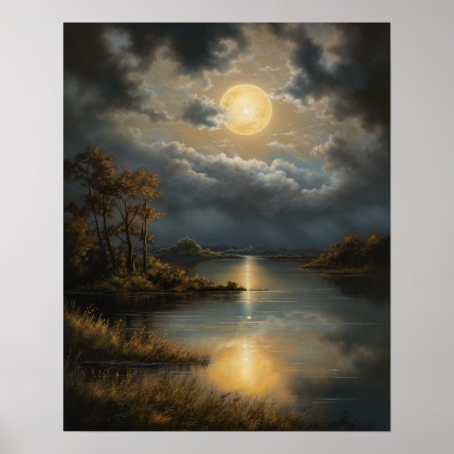 Moody Gothic Moon Art Print Poster (Front)