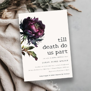 Moody Gothic Purple Black Peony Bridal Shower Invitation