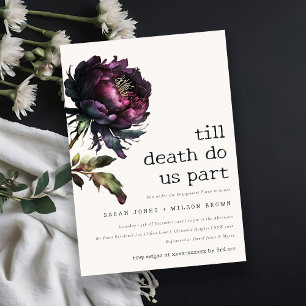 Moody Gothic Purple Black Peony Engagement Invitation