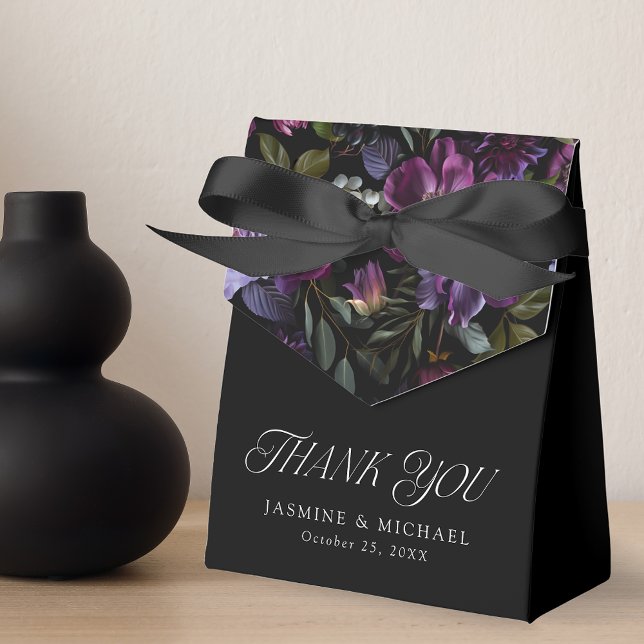 Moody Gothic Purple Floral Wedding Thank You Favour Box (Creator Uploaded)