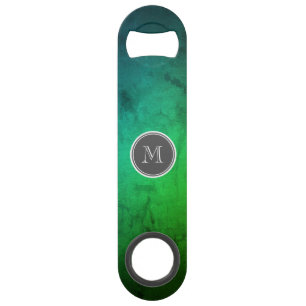Moody Green Black Monogram Bar Key