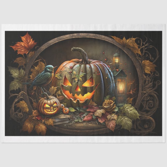 Moody Halloween Pumpkins Tissue Paper (Front)