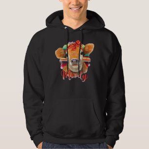 Moody Heifer Floral Cow Farming Farmer Serape Hoodie