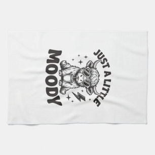 Moody Highland Cow Vintage Engraving Shirt Design_ Tea Towel