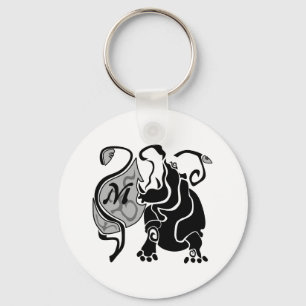 Moody Hippo Monogram Key Ring