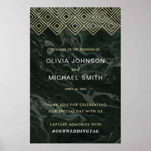 Moody Hues Emerald Green Marble Welcome Poster