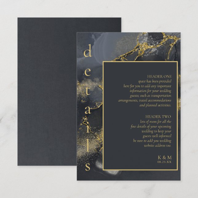 Moody Ink Charcoal Gold Abstract Details ID988 Enclosure Card (Front/Back)