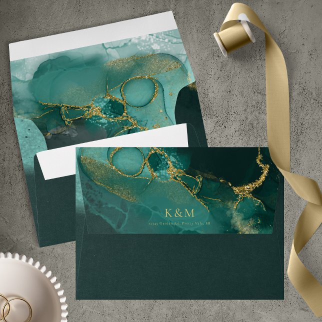 Moody Ink Emerald Gold Abstract ID988 Envelope (Creator Uploaded)