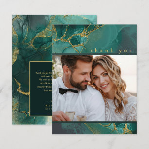 Moody Ink Emerald Gold Abstract Thank You ID988 Card