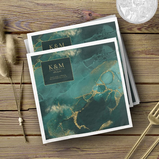 Moody Ink Emerald Gold Abstract V2 ID988 Napkin (Creator Uploaded)