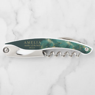Moody Ink Emerald Gold Wedding Party ID988 Corkscrew