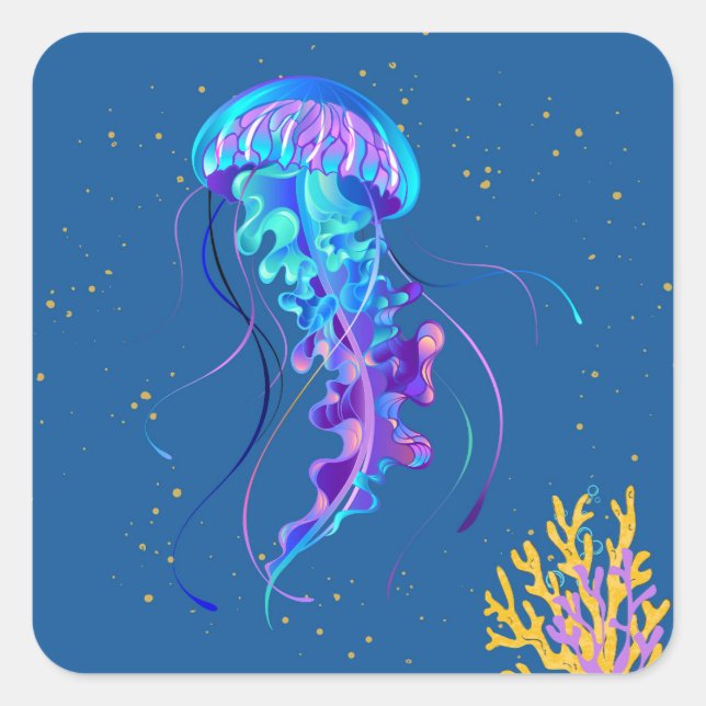 Moody Jellyfish Underwater Square Sticker (Front)