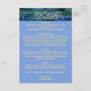 Moody Jewel Tone Monet Water Lilies Art Wedding Enclosure Card