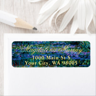 Moody Jewel Tones Monet Lily Pond Fine Art Wedding Return Address Label