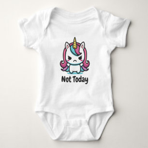 Moody Kawaii Unicorn Custom Text Baby Bodysuit
