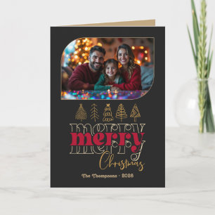 Moody Luxe Hand Drawn Merry Christmas Photo Holiday Card
