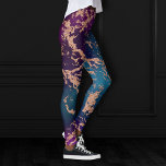 Moody Luxe Marble | Deep Purple and Teal Rose Gold Leggings<br><div class="desc">Dark and sophisticated watercolor marble in a deep moody jewel tone turquoise blue and purple violet elegant unicorn-inspired ombre palette. This feminine hand-painted gradient adds the perfect pop of colour. From the "Modern Watercolor Marbles" collection, this design features abstract fluid swirls creating a cool pattern accented by glitter veins to...</div>