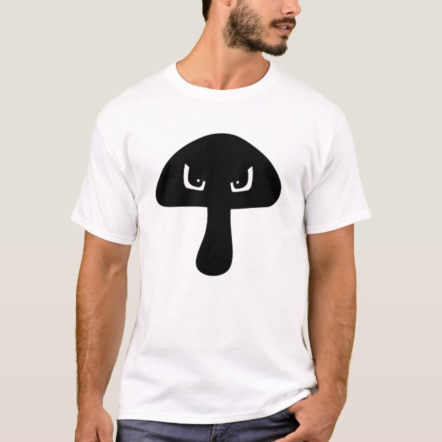 Moody Mad Mushroom Face Silhouette  T-Shirt (Front)