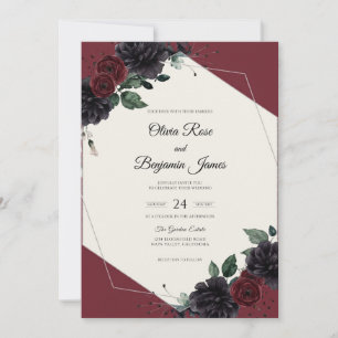 Moody Maroon Rose Wedding Invitation
