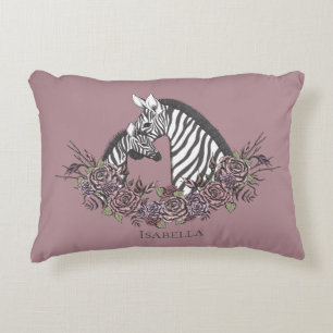 Moody Mauve Zebra Hand-Drawn Accent Decorative Cushion