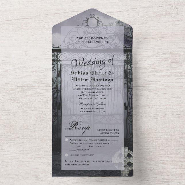 Moody Mediaeval All in One Wedding RSVP Invite (Inside)