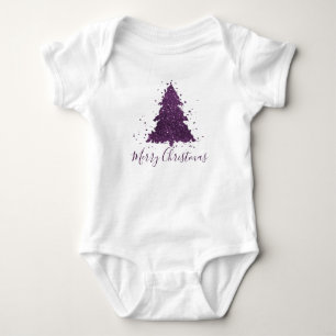 Moody Merry Christmas Dark Plum Purple Tree Baby Bodysuit