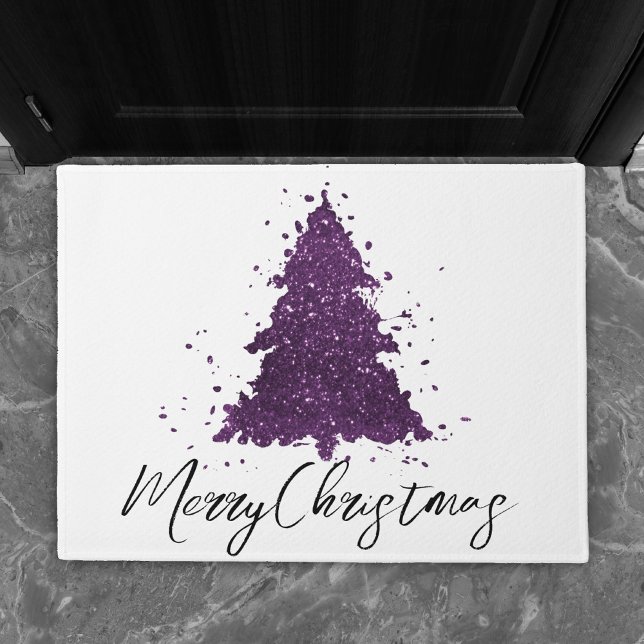 Moody Merry Christmas | Deep Plum Purple Tree Doormat (Creator Uploaded)