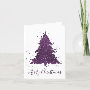Moody Merry Christmas   Deep Plum Purple Tree Holiday Card