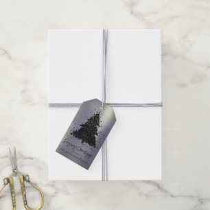 Moody Merry Christmas Onyx Charcoal Custom Gift Tags