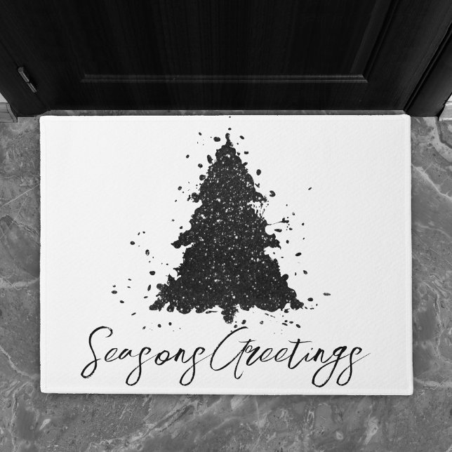 Moody Merry Christmas | Onyx Silvery Black Tree Doormat (Creator Uploaded)